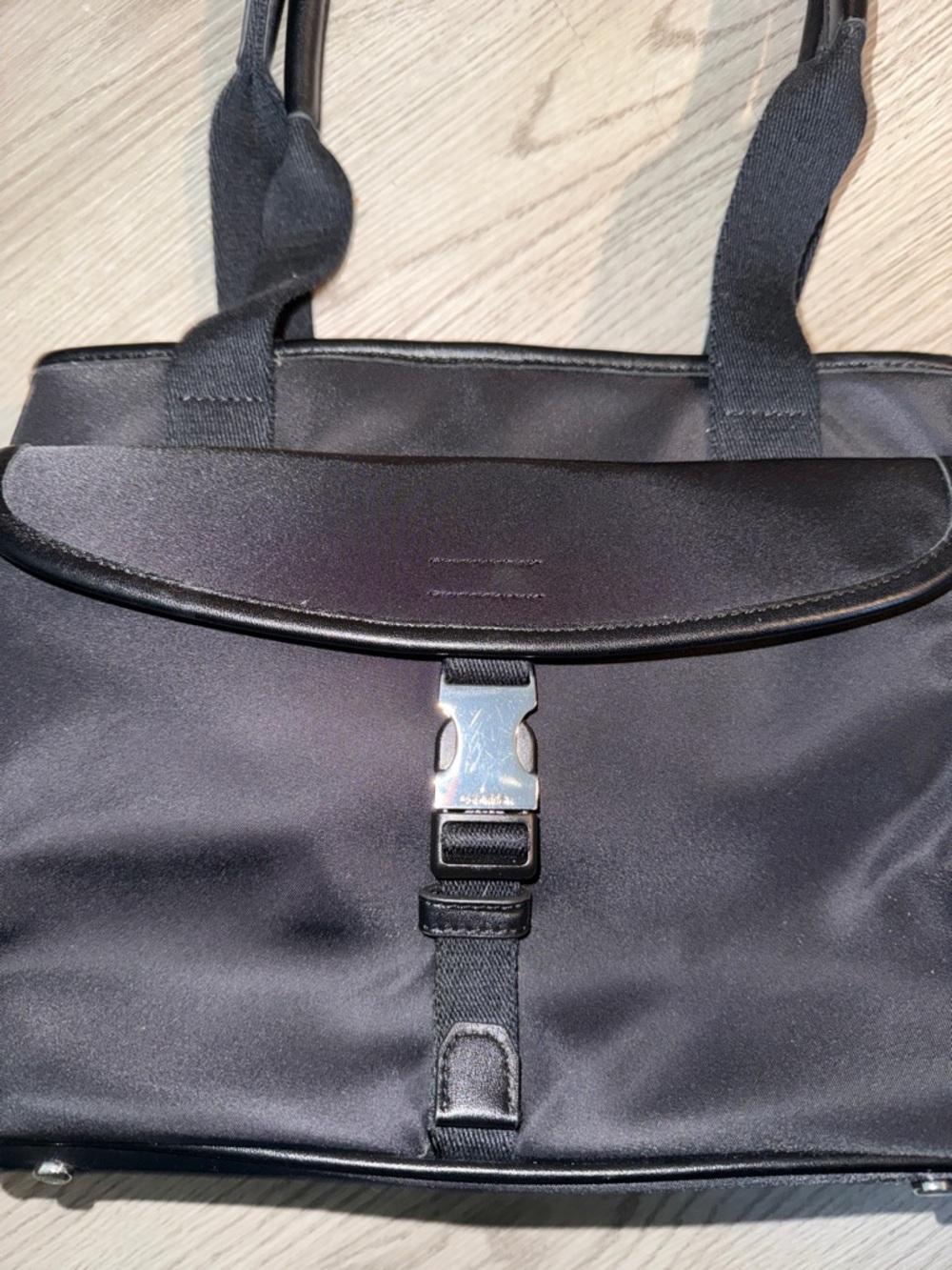 Calvin Klein Black Nylon Tote with Front Flap